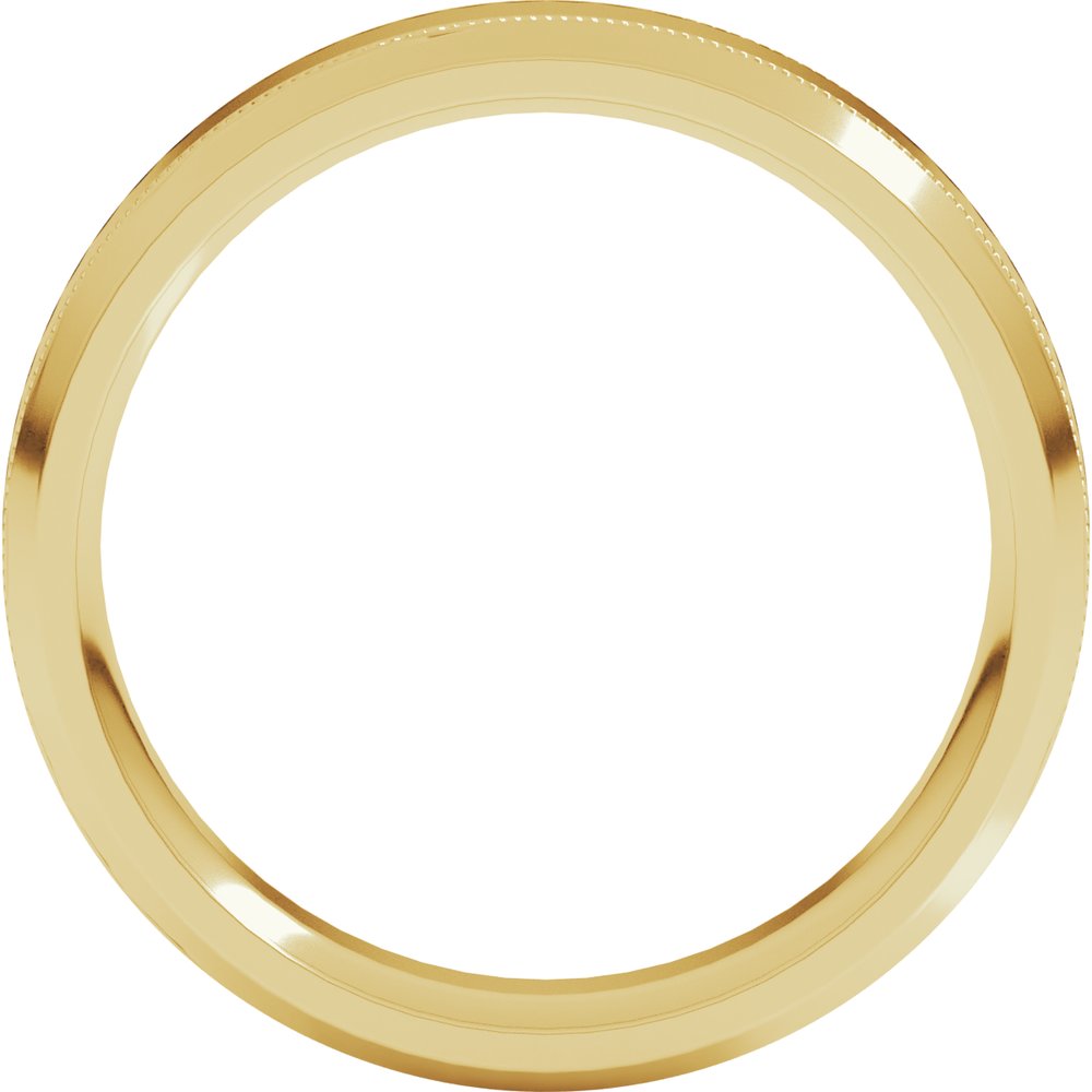 14K Yellow Gold 5 mm Milgrain Beveled-Edge Comfort-Fit Flat Band Size 11