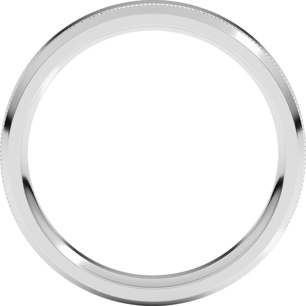 14K White Gold 4 mm Milgrain Beveled-Edge Comfort-Fit Flat Band Size 6.5