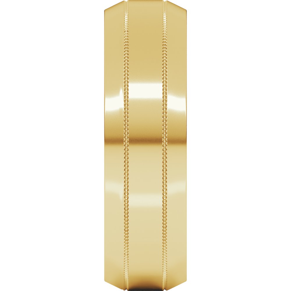 10K Yellow Gold 6 mm Milgrain Beveled-Edge Comfort-Fit Flat Band Size 10.5