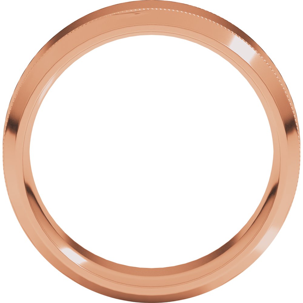 14K Rose Gold 8 mm Milgrain Beveled-Edge Comfort-Fit Flat Band Size 10.5