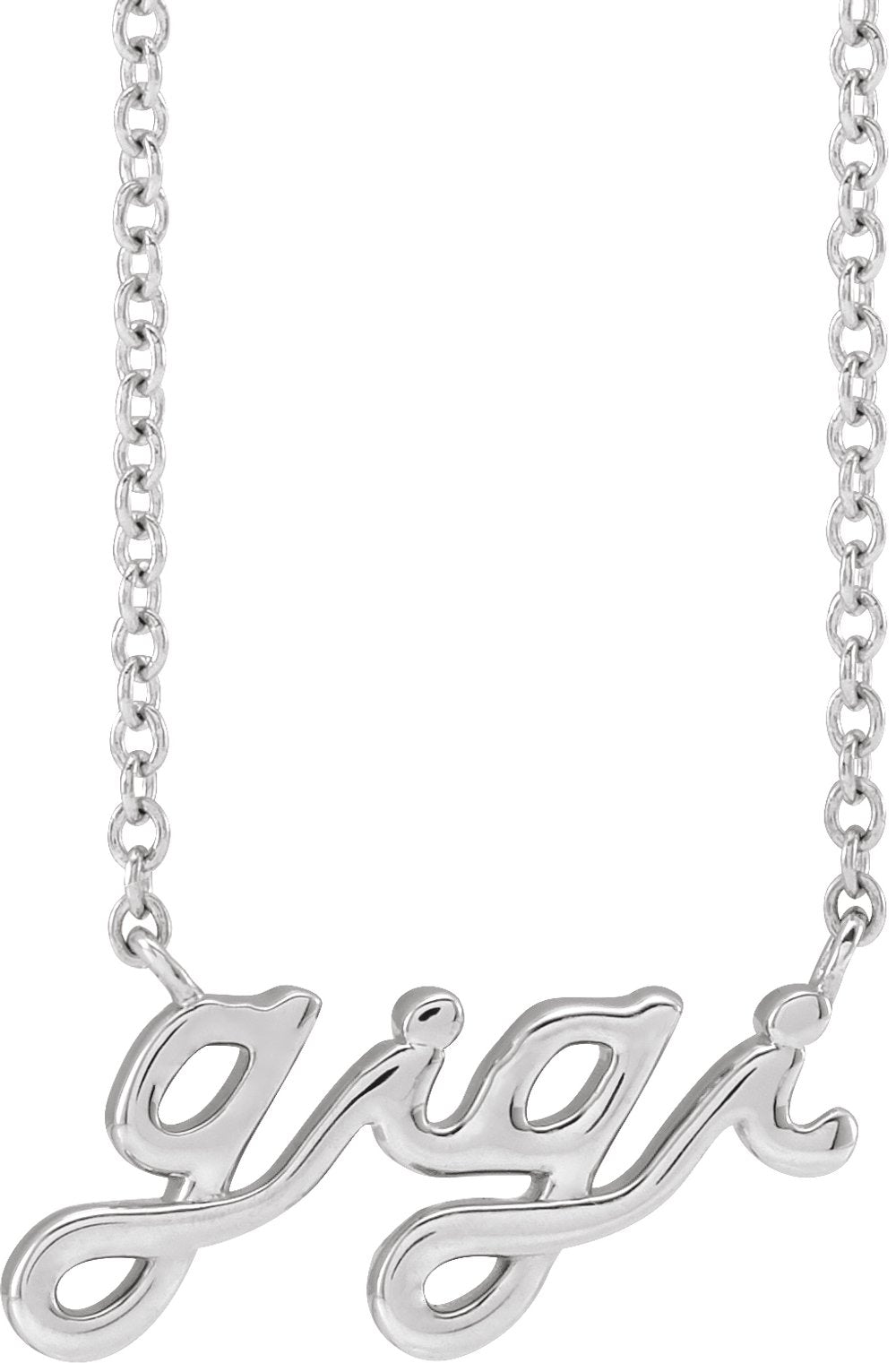 14K White Gold Lowercase Script Gigi 18" Necklace