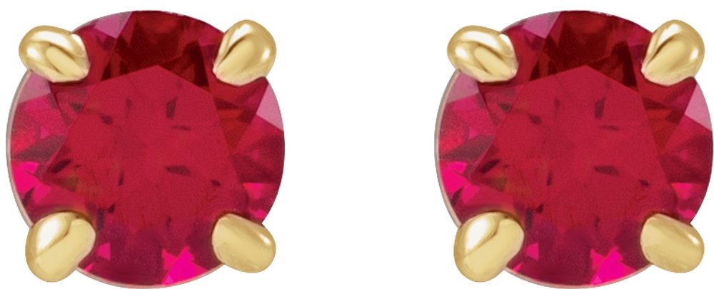 14K Yellow Gold Lab-Grown Ruby Earrings