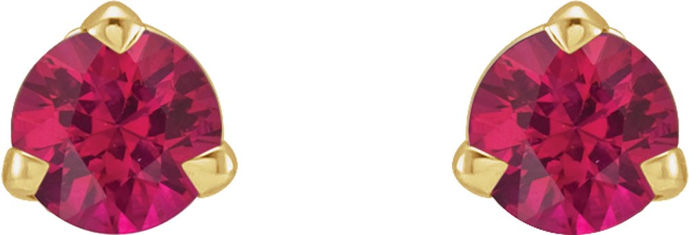 14K Yellow Gold 3 mm Natural Ruby Earrings