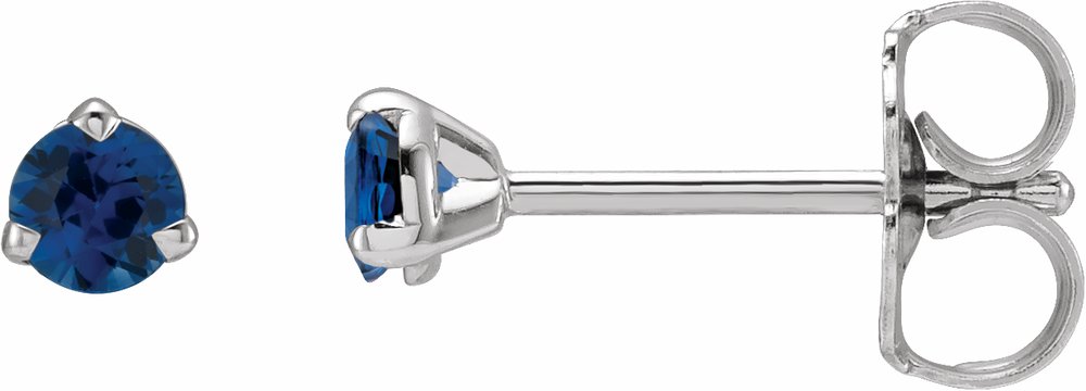 14K White Gold 3 mm Natural Blue Sapphire Earrings