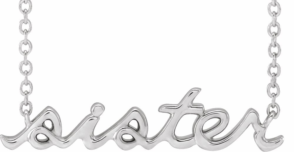 14K White Gold Sister 18" Necklace