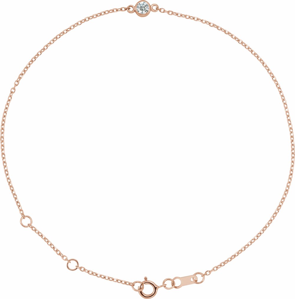 14K Rose Gold 1/10 CT Natural Diamond 6 1/2-7 1/2" Bracelet