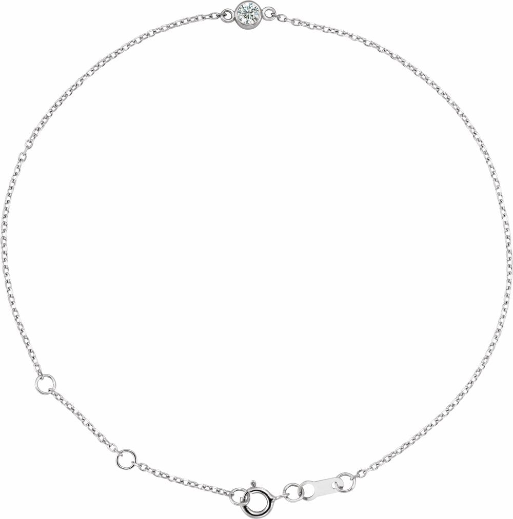 14K White Gold 1/10 CT Natural Diamond 6 1/2-7 1/2" Bracelet