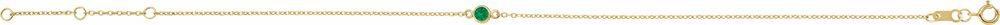 14K Yellow Gold Lab-Grown Emerald Bezel-Set Solitaire 6 1/2-7 1/2" Bracelet