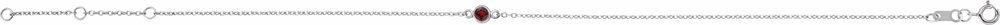 14K White Gold Natural Mozambique Garnet Bezel-Set Solitaire 6 1/2-7 1/2" Bracelet
