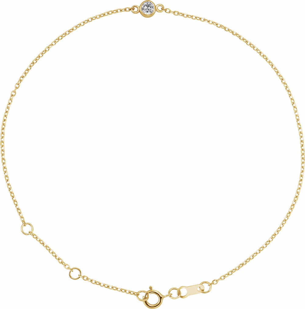 14K Yellow Gold Natural White Sapphire Bezel-Set Solitaire 6 1/2-7 1/2" Bracelet