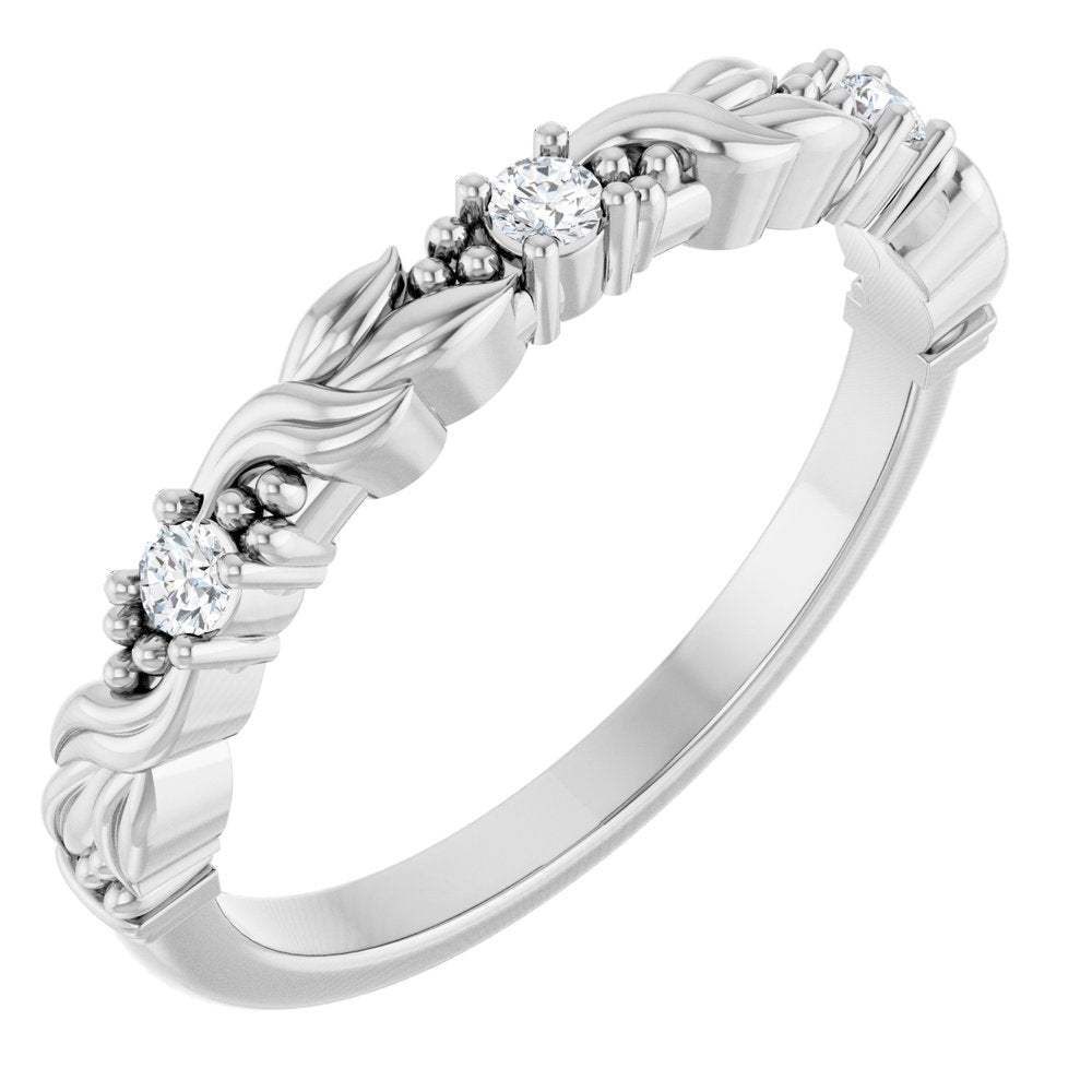 14K White Gold 1/10 CTW Natural Diamond Sculptural Anniversary Band