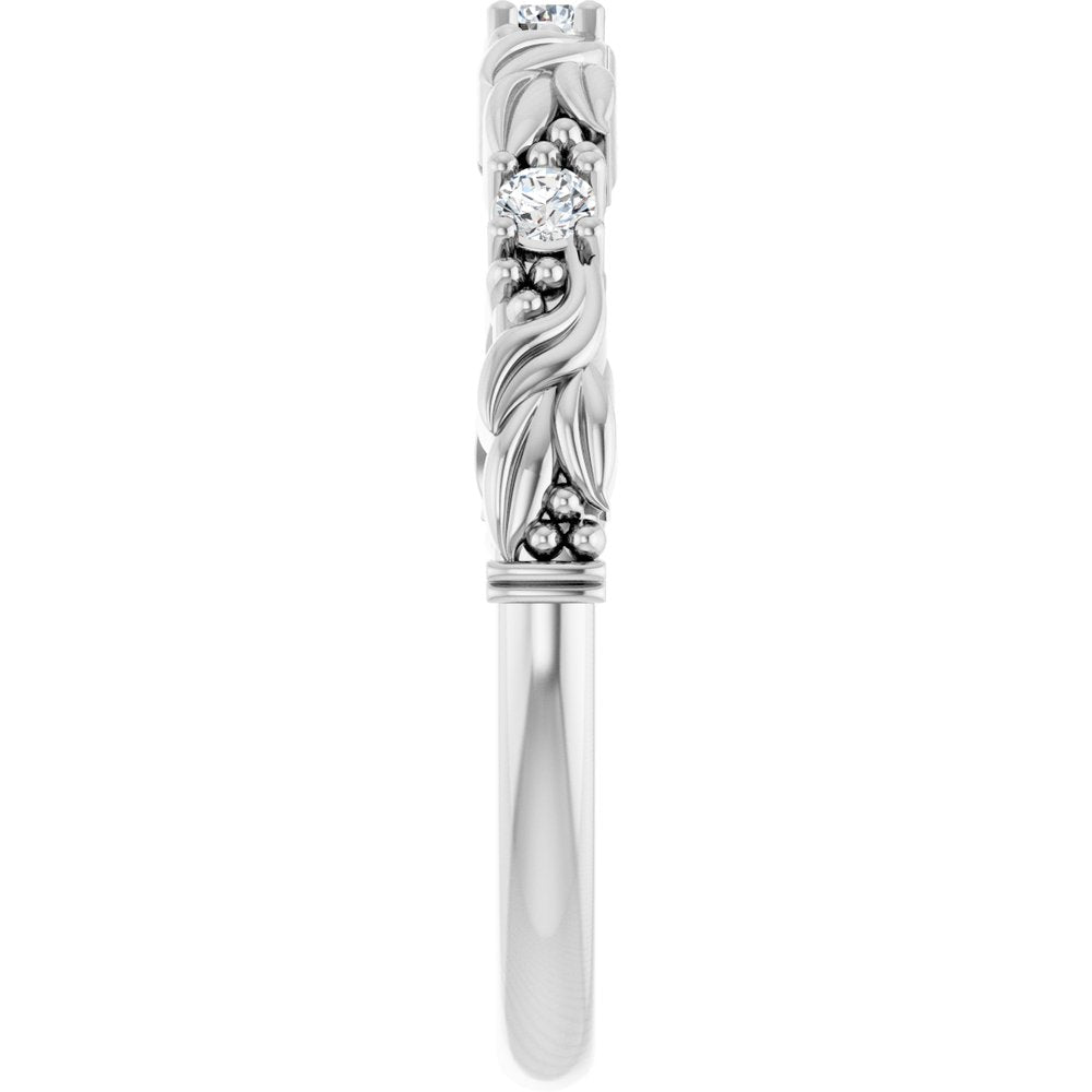 14K White Gold 1/10 CTW Natural Diamond Sculptural Anniversary Band