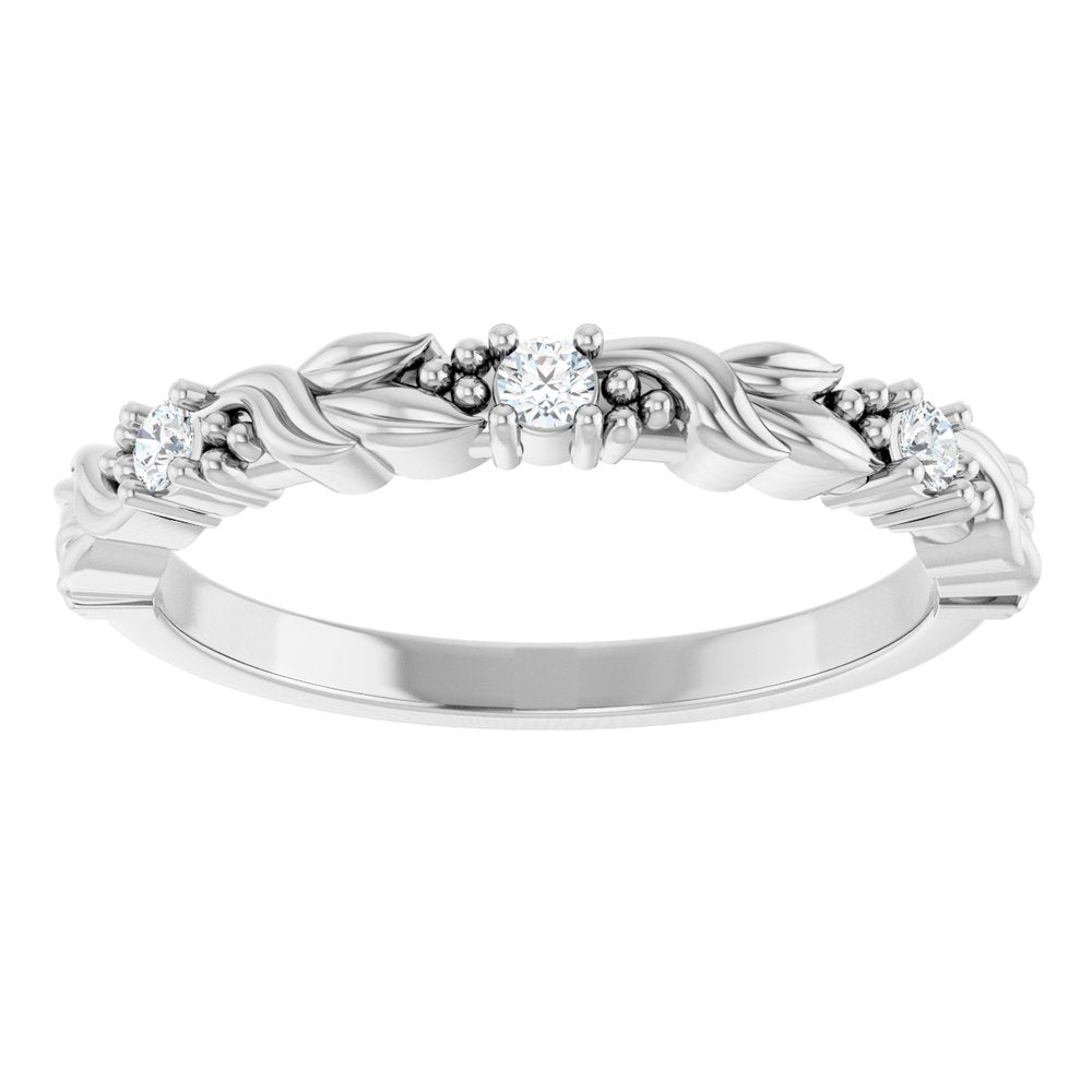 14K White Gold 1/10 CTW Natural Diamond Sculptural Anniversary Band