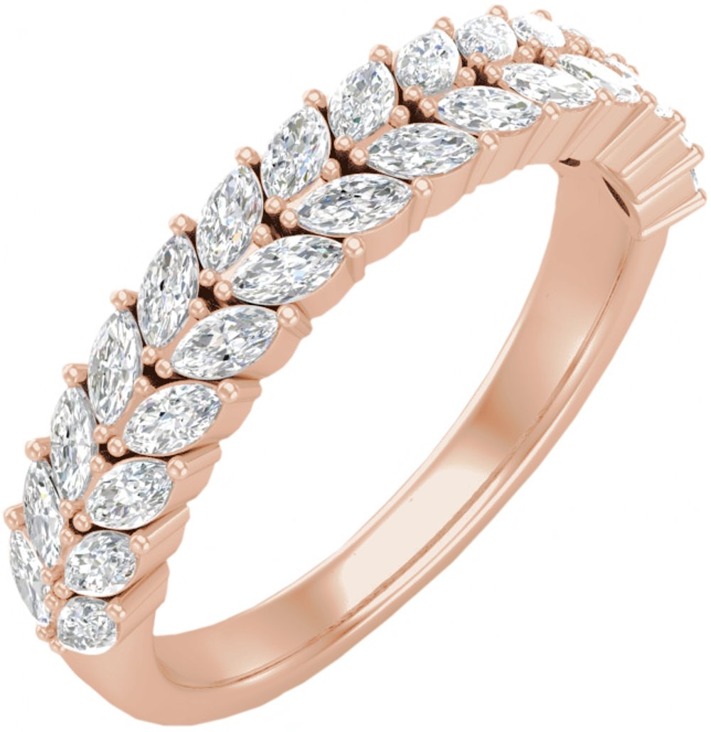 14K Rose 3/4 CTW Lab-Grown Diamond Double Row Anniversary Band