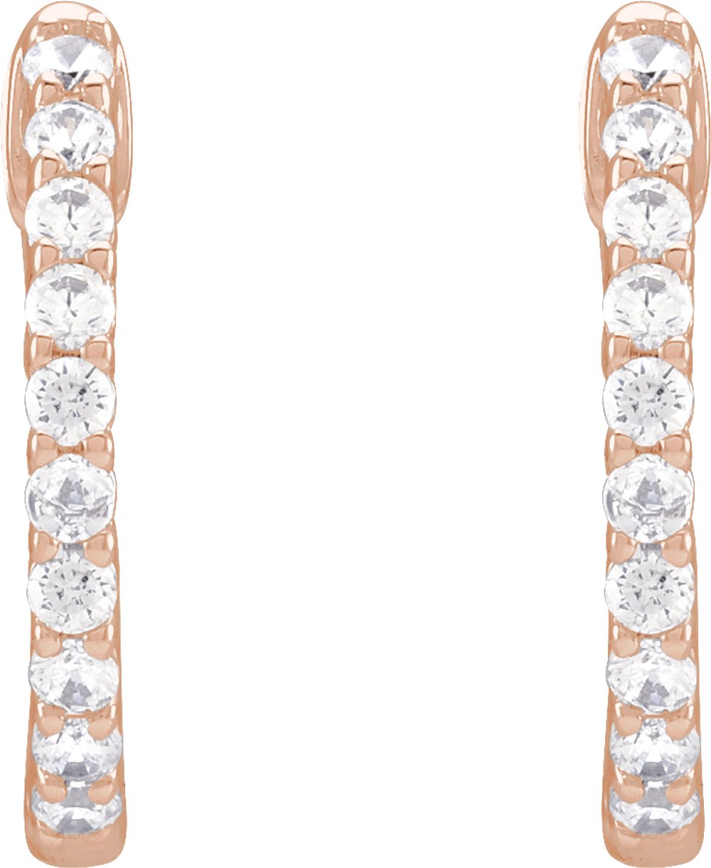 14K Rose 1/2 CTW Lab-Grown Diamond Inside-Outside Hinged 14.5 mm Hoop Earrings