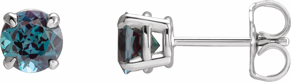 14K White Gold Lab-Grown Alexandrite Earrings