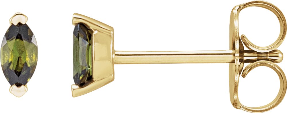 14K Yellow Gold Natural Green Tourmaline Earrings