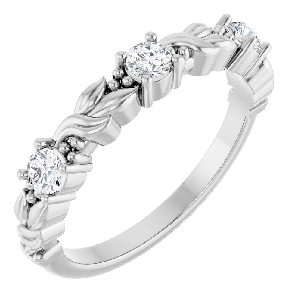 14K White Gold 1/4 CTW Natural Diamond Sculptural Anniversary Band