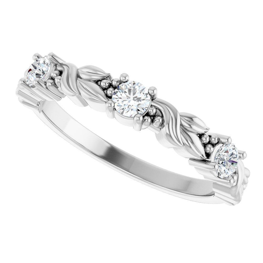 14K White Gold 1/4 CTW Natural Diamond Sculptural Anniversary Band