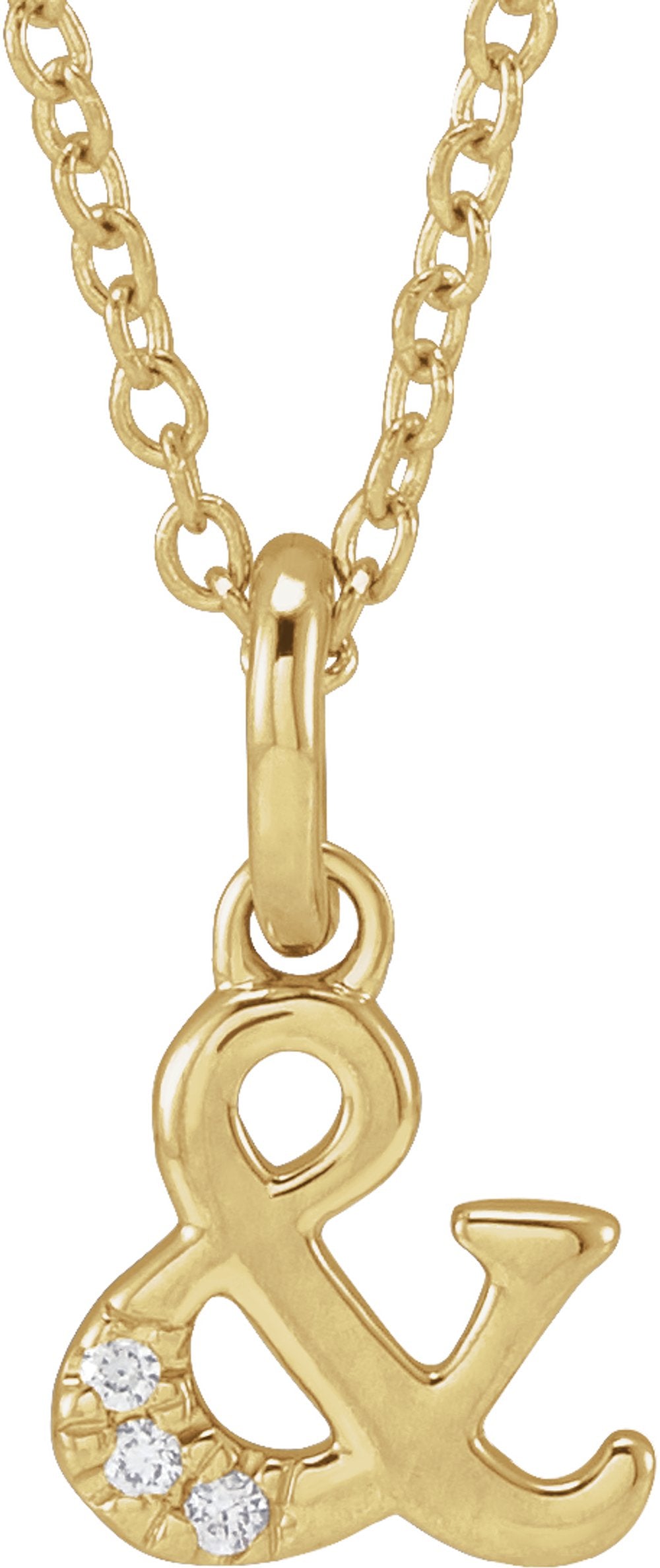 14K Yellow Gold .01 CTW Natural Diamond Ampersand 16-18" Necklace