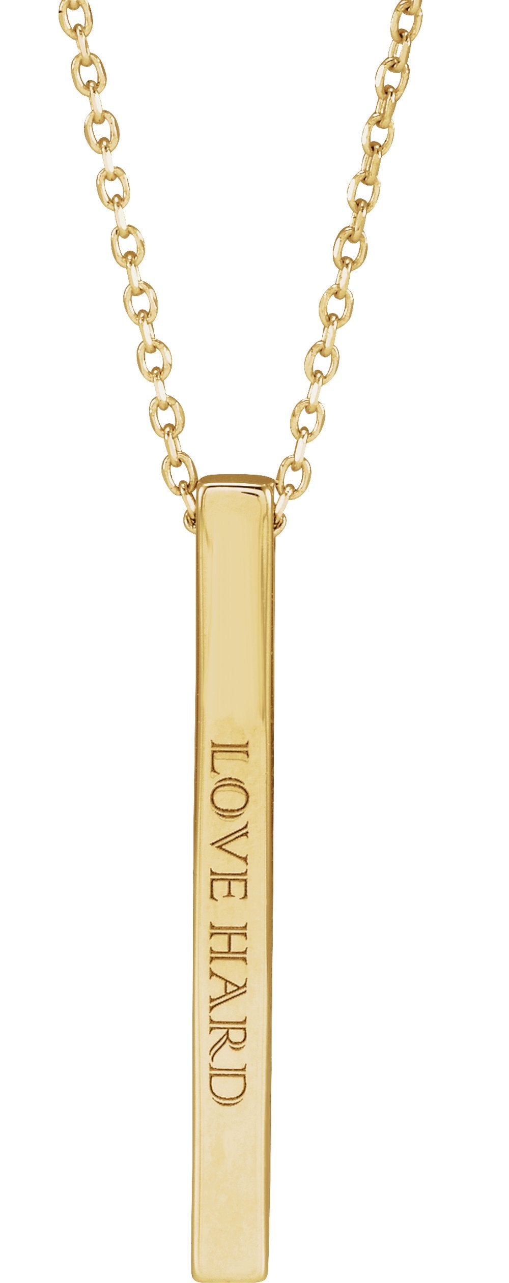 18K Yellow Gold-Plated Sterling Silver Engravable Four-Sided Bar 16-18" Necklace