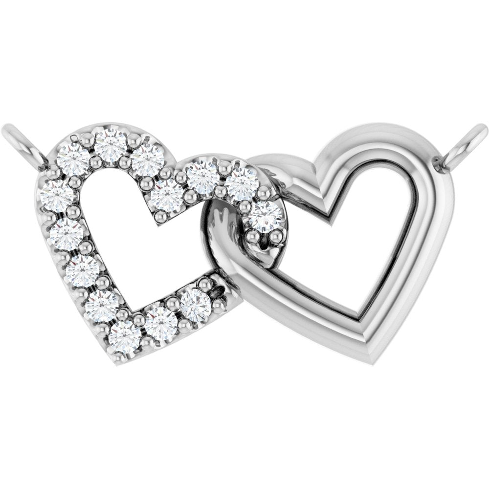 14K White Gold .05 CTW Lab-Grown Diamond Interlocking Heart Necklace Center