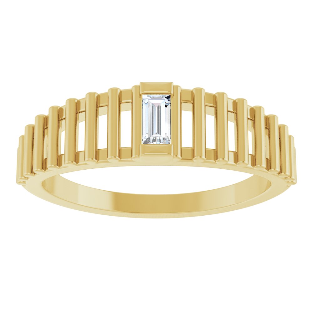 14K Yellow Gold 1/10 CT Natural Diamond Solitaire Ring