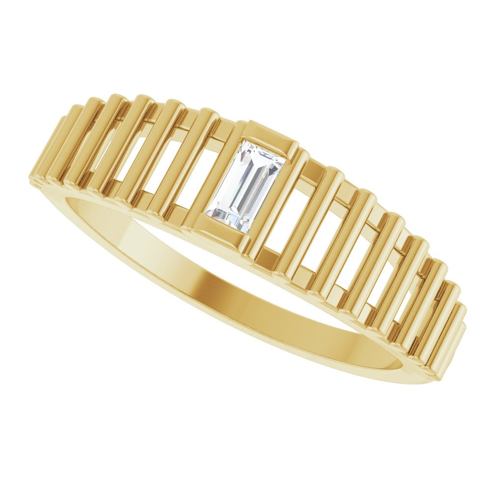 14K Yellow Gold 1/10 CT Natural Diamond Solitaire Ring