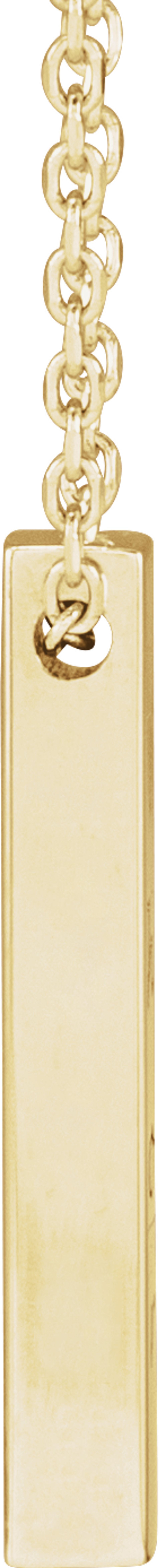 14K Yellow Gold Engravable Four-Sided Bar 16-18" Necklace