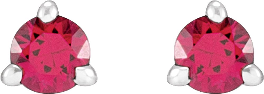14K White 3 mm Natural Ruby Earrings
