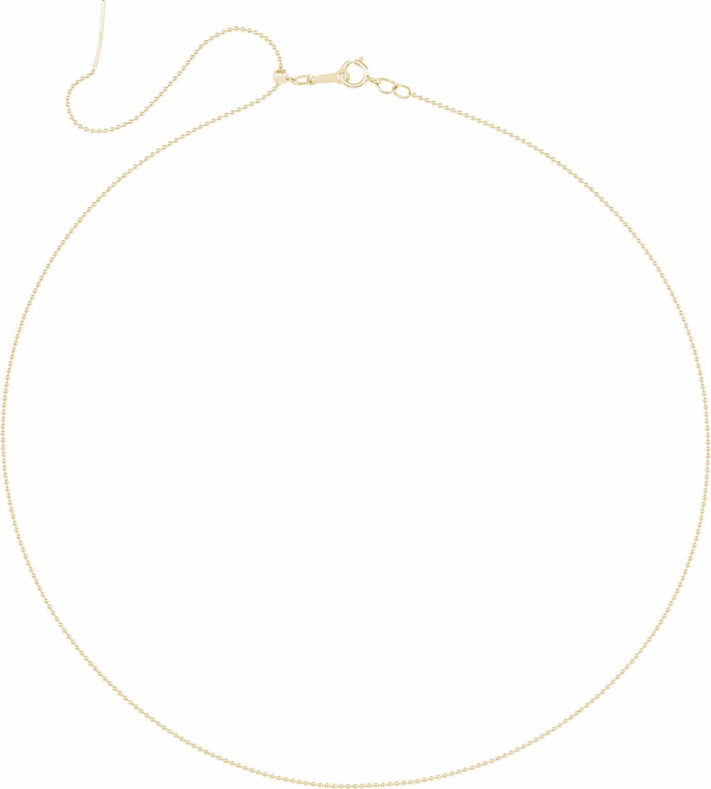14K Yellow Gold 1 mm Adjustable Threader Bead 16-22" Chain