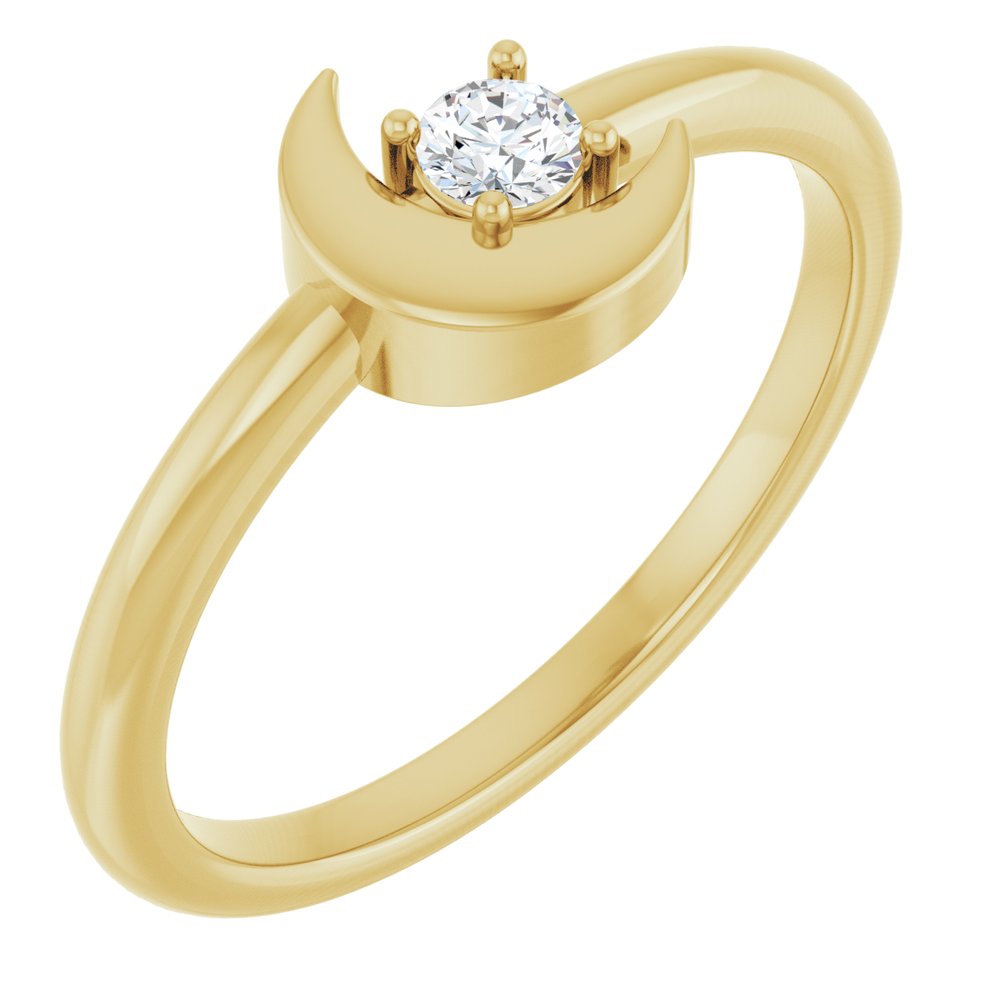 14K Yellow 1/10 CT Natural Diamond Crescent Moon Ring
