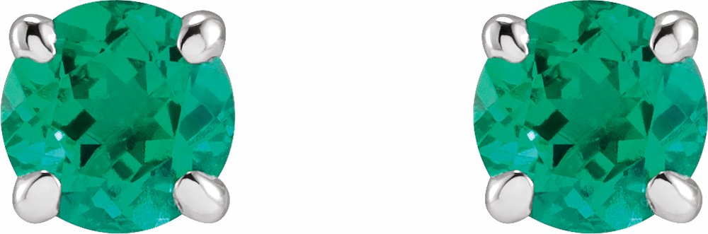 14K White Gold Lab-Grown Emerald Earrings