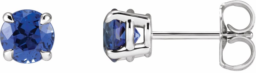14K White Gold Lab-Grown Blue Sapphire Earrings