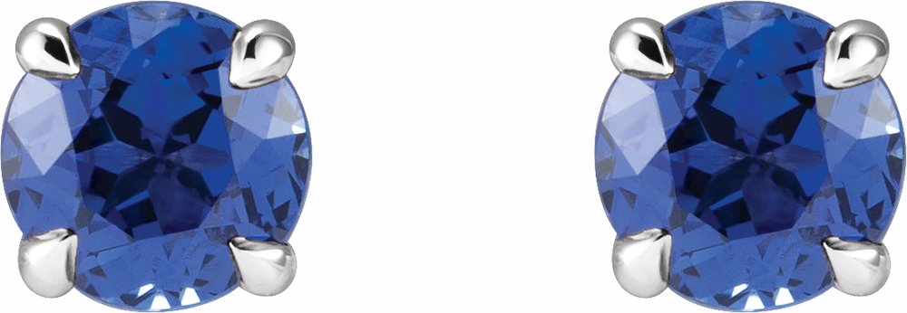 14K White Gold Lab-Grown Blue Sapphire Earrings