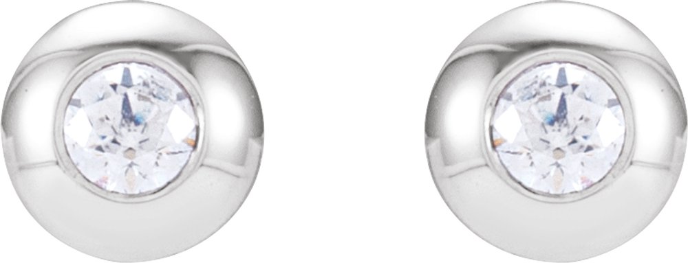 14K White .06 CTW Natural Diamond Domed Bezel-Set Earrings