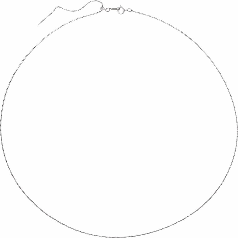 Rhodium-Plated Sterling Silver 1 mm Adjustable Threader Box 16-22" Chain