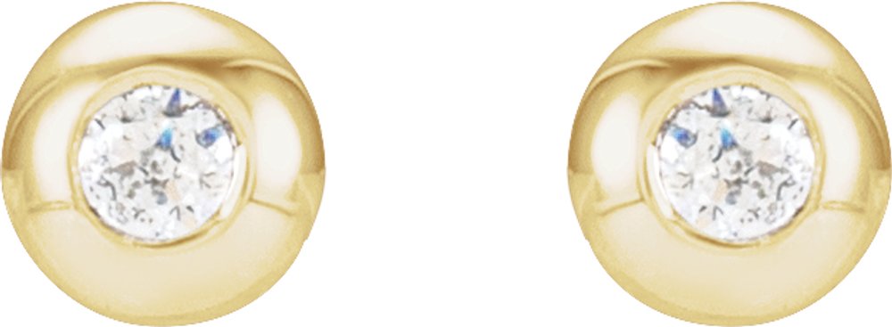 14K Yellow Gold .03 CTW Natural Diamond Domed Bezel-Set Earrings