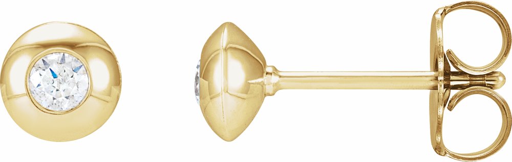 14K Yellow Gold 1/8 CTW Natural Diamond Domed Bezel-Set Earrings