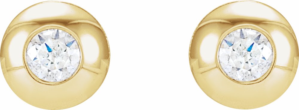 14K Yellow Gold 1/8 CTW Natural Diamond Domed Bezel-Set Earrings