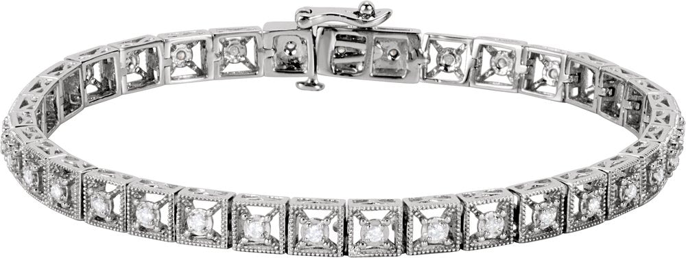 14K White Gold 1/2 CTW Natural Diamond Line 7" Bracelet