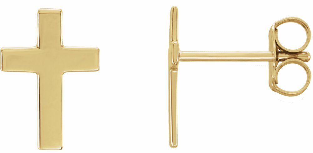 14K Yellow Gold 10x6 mm Cross Earrings