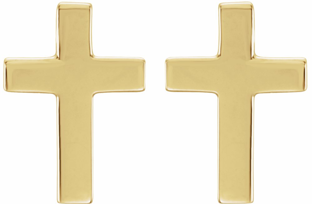 14K Yellow Gold 10x6 mm Cross Earrings