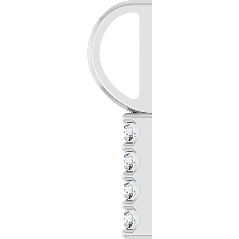 14K White Gold .07 CTW Natural Diamond Bar Charm/Pendant