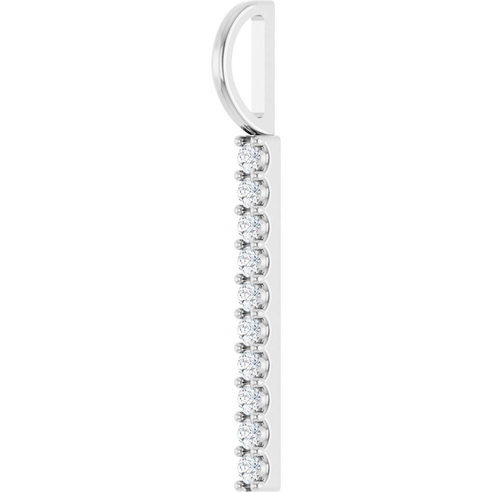 14K White Gold 1/6 CTW Natural Diamond Bar Charm/Pendant