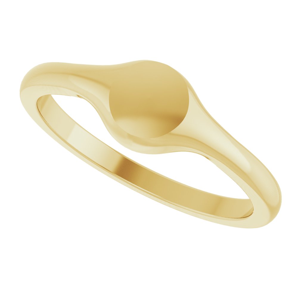 14K Yellow Round Petite Signet Ring