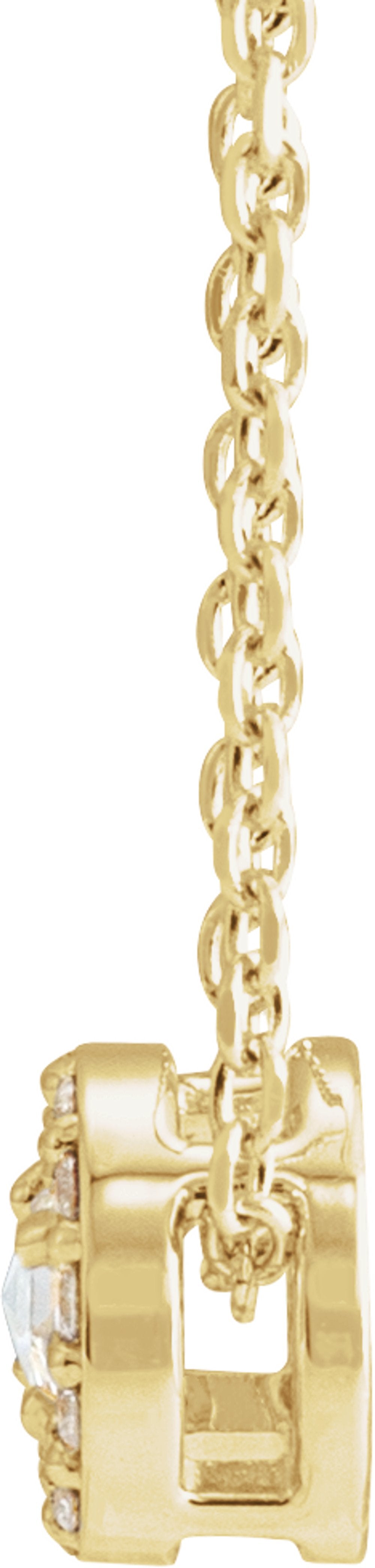 14K Yellow Gold 1/8 CTW Rose-Cut Natural Diamond Halo-Style 16-18" Necklace