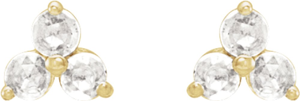 14K Yellow Gold .05 CTW Rose-Cut Natural Diamond Three-Stone Earrings