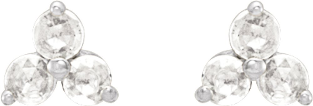 14K White Gold .05 CTW Rose-Cut Natural Diamond Three-Stone Earrings