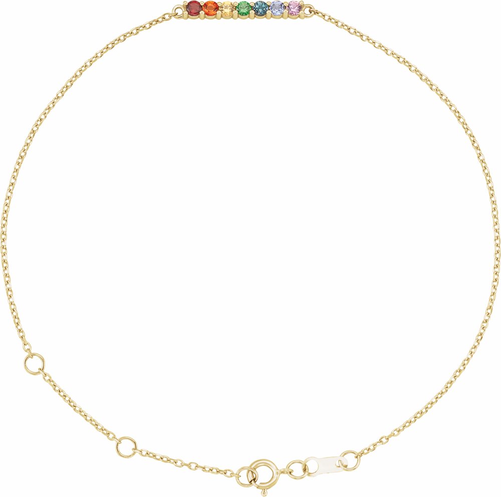 14K Yellow Gold Natural Multi-Gemstone Bar 6 1/2-7 1/2" Bracelet
